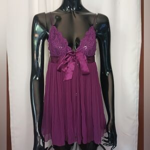 Victoria's Secret Fairy Babydoll Camisole Top Small Purple Lace Bow Whimsigoth